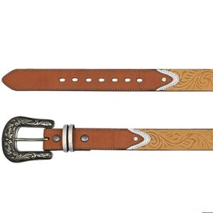 NEW Girl's Embossed Two Tone Glitter Rhinestone Western Belt (Medium)